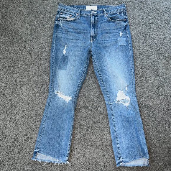 MOTHER SUPERIOR THE INSIDER CROP STEP FRAY BLUE JEANS in WE ARE CASTAWAYS  - 32 - Picture 1 of 15
